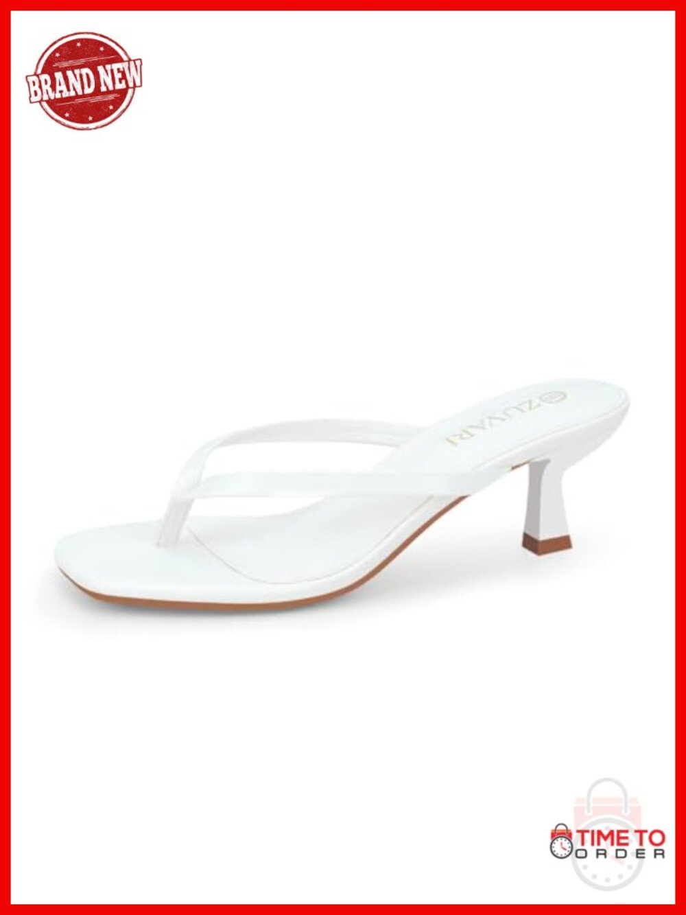 Kitten Heel Sandals Square Toe Thong Flip Flop Slip On
